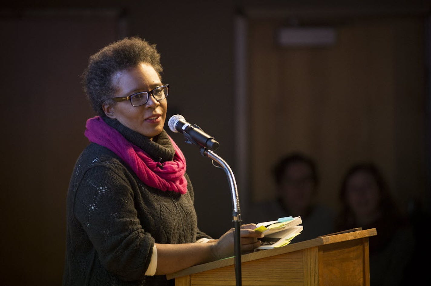 Claudia Rankine reads from "Citizen: An American Lyric," at the Loft Literary Center in Minneapolis in 2015. Star Tribune file photo by Aaron Lavinksy.