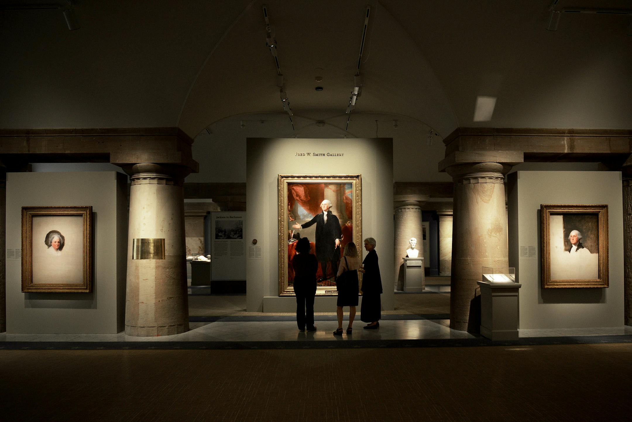 One of the two entrances with the painting of President George Washington featured which is part of the reopening of The Presidents Hall's most popular exhibition on the American presidents at the National Portrait Gallery. MUST CREDIT: Photo for The Washington Post by Astrid Riecken