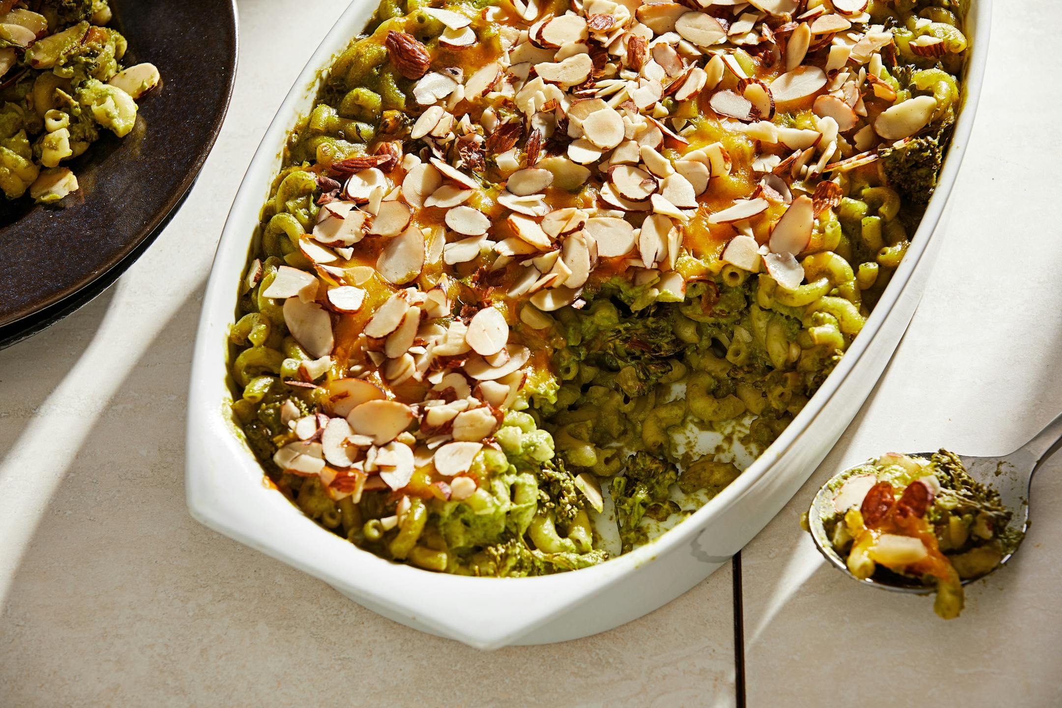 Leeks, broccolini and spinach add color and nutrition to Greens Mac 'n' Cheese.