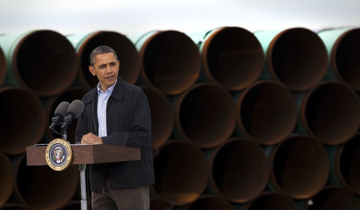 President Barack Obama spoke at a TransCanada pipe yard in Cushing, Okla., on March, 22, 2012.