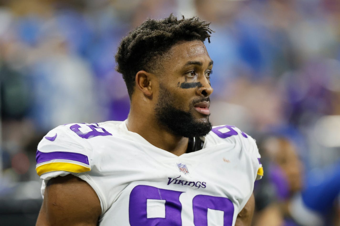 Minnesota Vikings linebacker Danielle Hunter (99) during the second half of an NFL football game against the Detroit Lions, Sunday, Dec. 11, 2022, in Detroit. (AP Photo/Duane Burleson)