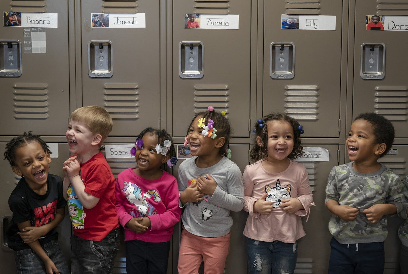 Preschoolers at New Horizon Academy childcare center were full of laughter before leaving the classroom for activities in the playroom.] Jerry Holt &#x2022;Jerry.Holt@startribune.com Children will be gathered for reading time with teachers at the New Horizon Academy child care center in north Minneapolis. The center has struggled to stay afloat because many of its children are from low-income families, and participate in a program that does not fully cover the costs of tuition at the center Marc