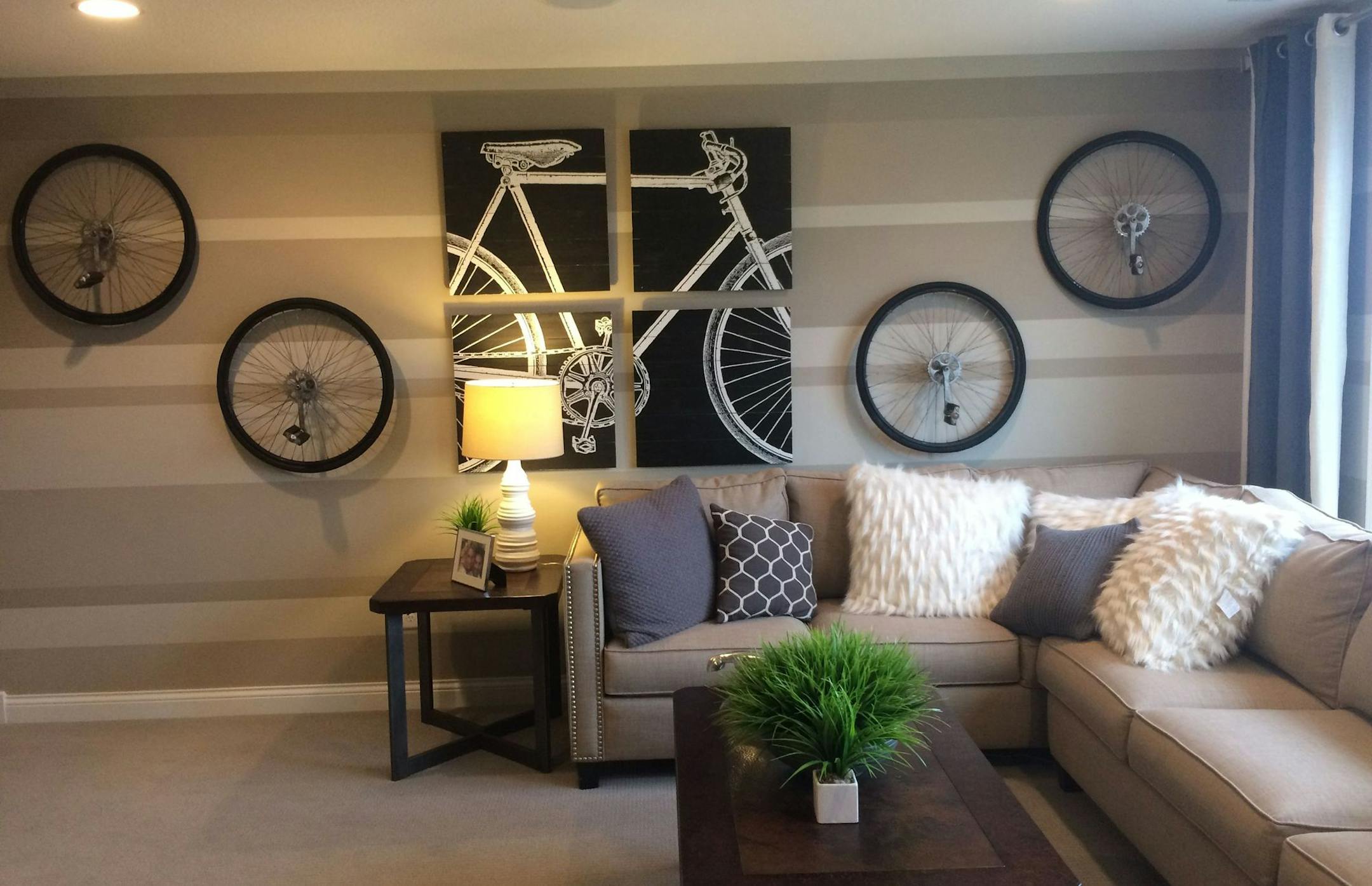 Bicycle decor in an upstairs kid hangout, #303 Parade of Homes 2017.