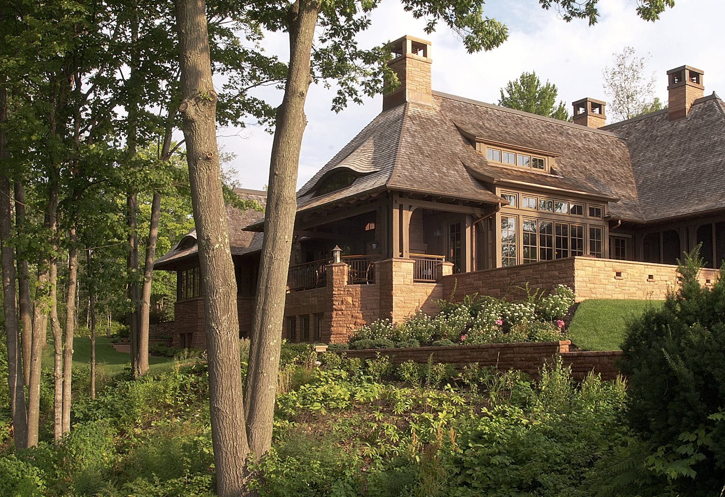 The Arts and Crafts-inspired retreat is on a bluff overlooking Lake Superior in Bayfield.