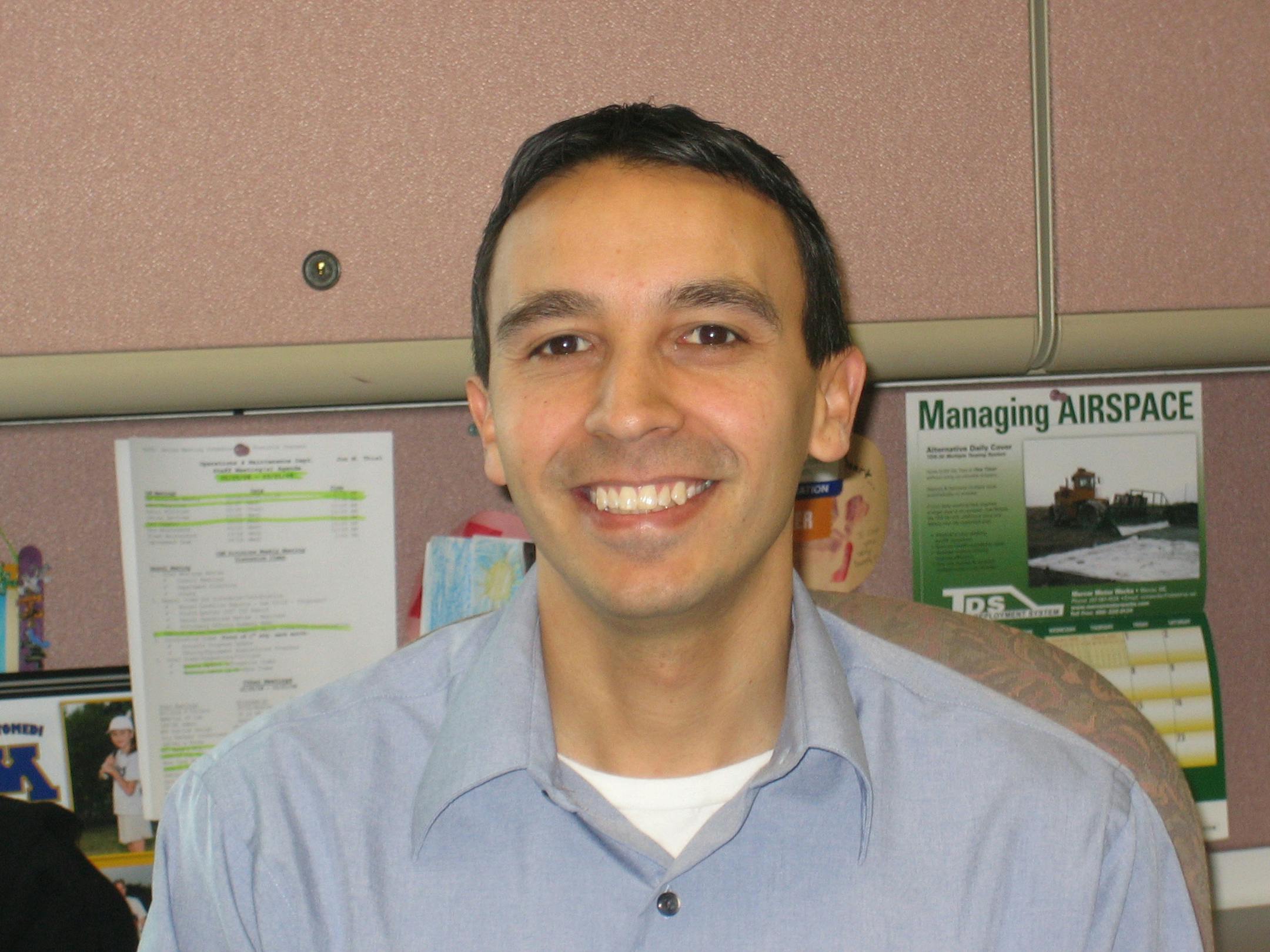 �Dan the recycling man,�� Brooklyn Park�s recycling guru who just started writing a blog for residents. Dan Ruiz coordinates recycling efforts for Brooklyn Park, Brooklyn Center, Crystal and New Hope. 11/2008 PHOTO COURTESY OF BROOKLYN PARK