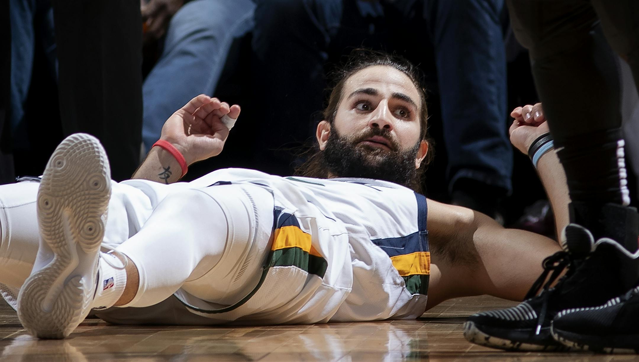 Ricky Rubio looked up after being called for a foul in the first quarter.
