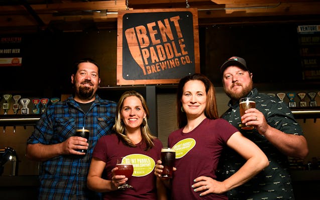 From left, Bent Paddle Brewing Company's Bryon and Karen Tonnis and Colin and Laura Mullen Thursday afternoon.
