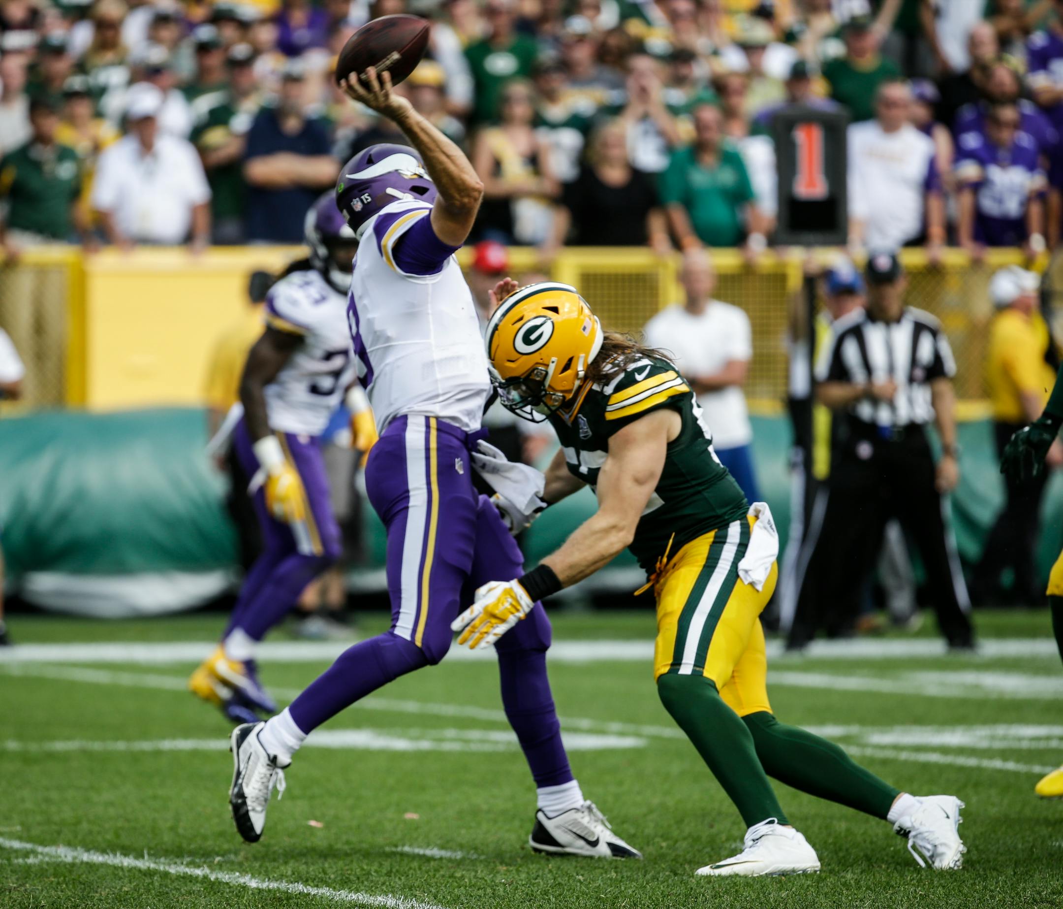 Clay Matthews was called for a roughing the passer penalty during the second half against the Vikings on Sunday