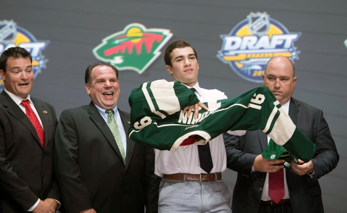 The Wild's first-round draft pick in 2016, Wisconsin center Luke Kunin (center), is on the preliminary 27-player roster for the U.S. national junior team, which will play in the world championships Dec. 26-Jan. 5 in Toronto and Montreal.