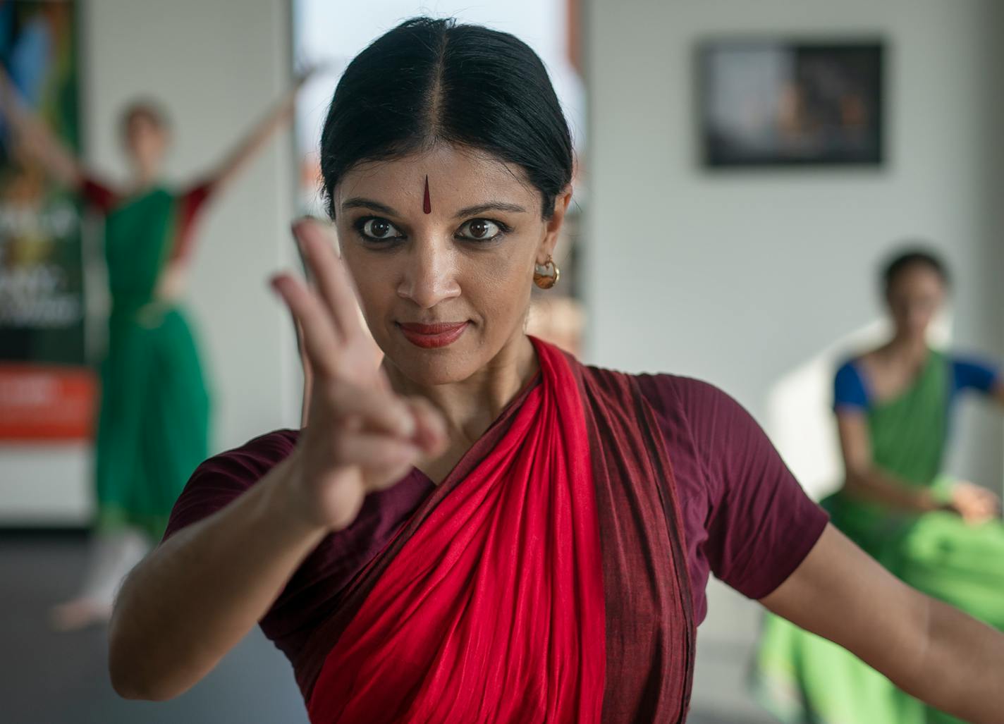 Aparna Ramaswamy, practiced for their upcoming performance of "Fires of Varanasi" at the Center for Performing Arts inMinneapolis, Minn., on Wednesday, Feb. 16, 2022.