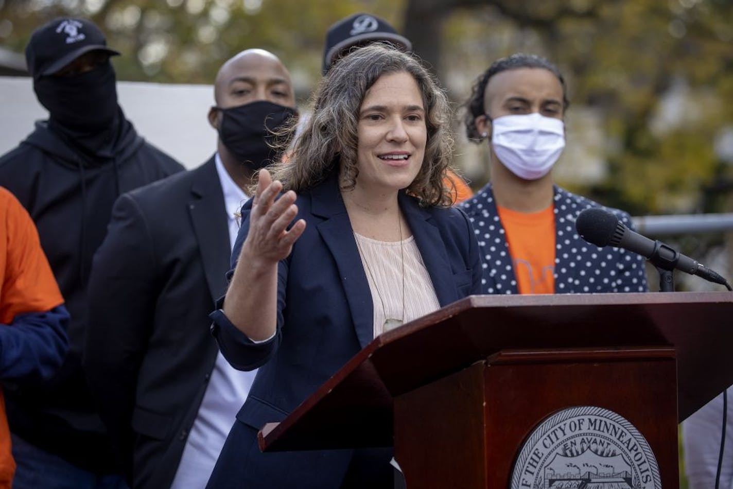 Minneapolis City Council President Lisa Bender, shown in October. Bender was one of three council members to unveil a plan Friday to cut nearly $8 million from the Minneapolis Police Department and limit the number of officers it can hire.