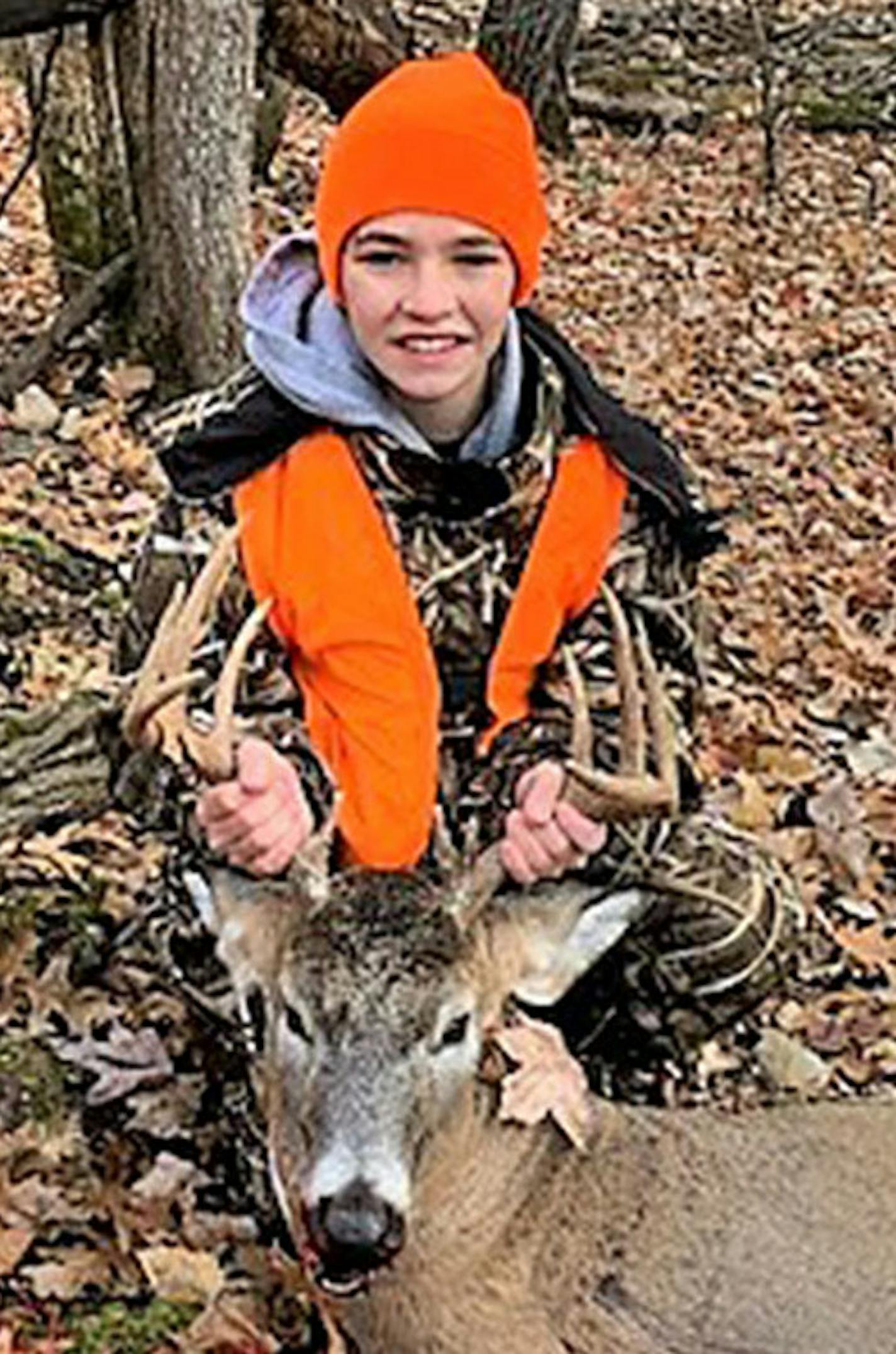 On opening day of the firearms deer season, Xavier Otis-Sproule, 13, of Inver Grove Heights, harvested his first buck at 7:30 a.m. He was with family members on private land in Pillager, Minn.