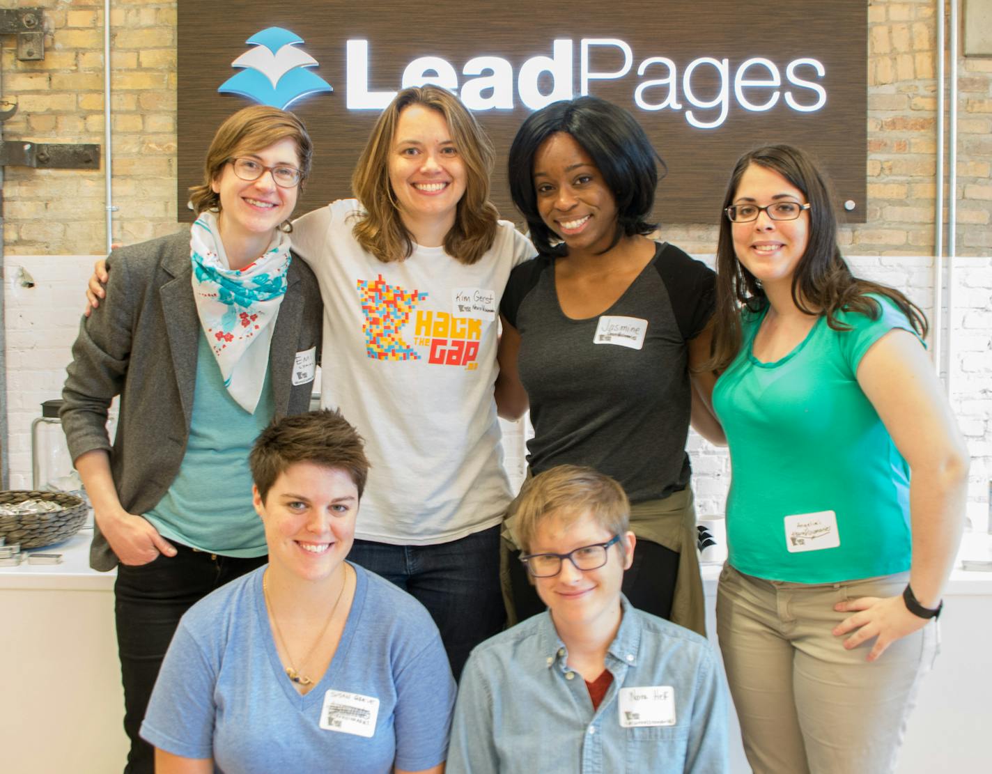 The "NeuroVisionaries" team took first place in last weekend's "Hack the Gap" hackathon competion for women technologists. About 100 women from Twin Cities technology firms participated. The winning team's members: (top row): Emily Lyman, Kim Gerst, Jasmine Russell, Angeliki Beyko; (bottom row) Susan Greve and Nora Helf