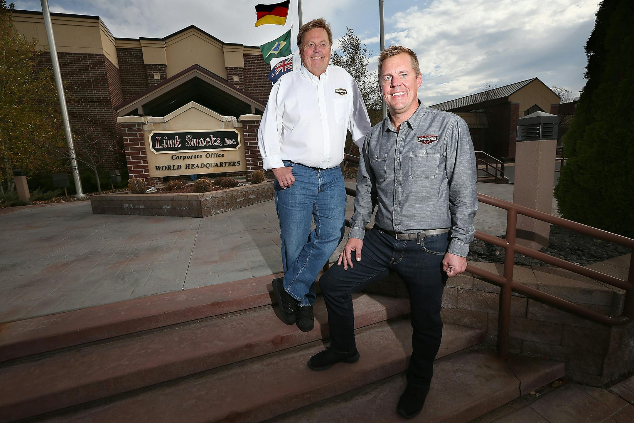 Jack Link, left, and his son Troy Link at the Wisconsin factory, Monday, October 19, 2015 in Minong, Wis.