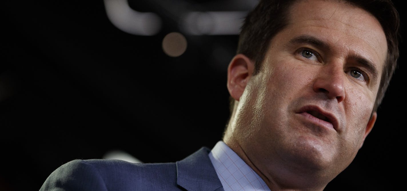 FILE -- Rep. Seth Moulton (D-Mass.) speaks on Capitol Hill in Washington, May 17, 2018. Moulton, a third-term congressman who has pushed for a &#x201c;new generation of leadership&#x201d; in Washington, declared his candidacy for president on April 22, 2019, becoming the 19th candidate to enter the Democratic primary field. (Tom Brenner/The New York Times)