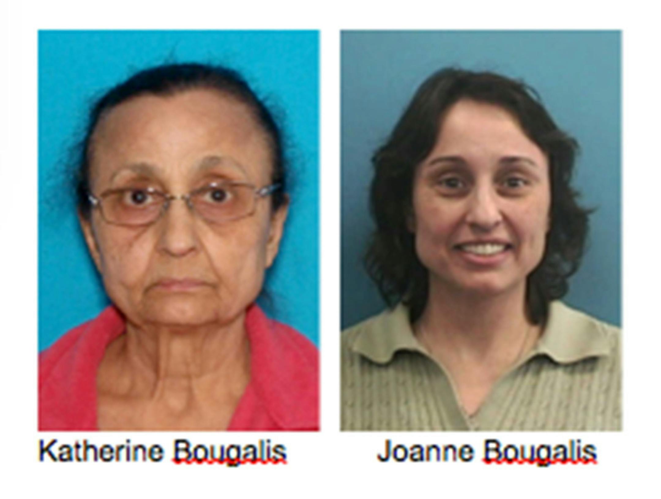 The Hibbing and Grand Rapids PDs are looking for assistance in locating Katherine Bougalis, 75 years of age. Katherine was last seen leaving the Diamond Willow Memory Care Center with her grandson, Edward Swisher Jr., without her guardianís permission. It is believed she is traveling with her daughter, Joanne Bougalis, 52, in a red 2002 Jeep Grand Cherokee with Minnesota license 855RYL. Katherine has dementia with short and long term memory impairment and her ability to problem solve and ma