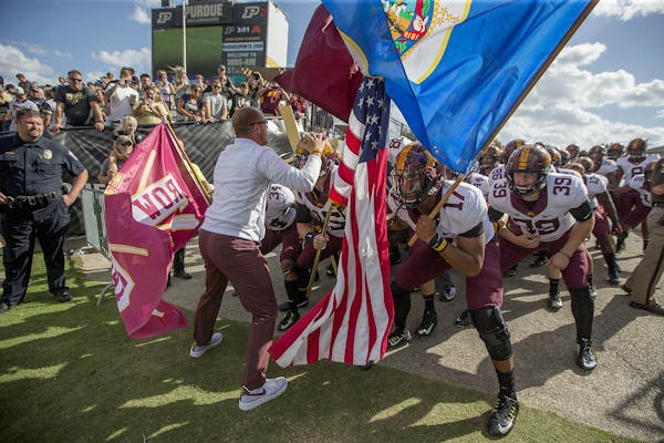 Elizabeth Flores/Star Tribune
P.J. Fleck prepared to lead the Gophers to the field on Saturday at Purdue.
