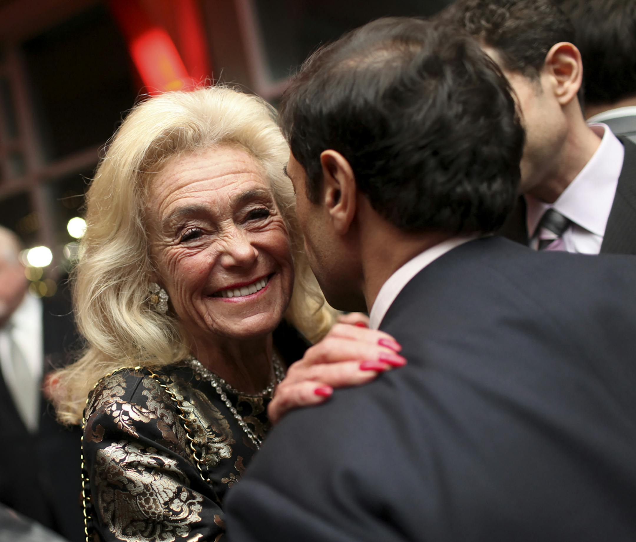 FILE -- Terry Allen Kramer greets guests at the opening night party for "Priscilla, Queen of the Desert" at Pier 60 in New York, March 20, 2011. Kramer, the colorful Broadway producer who won five best-production Tony Awards in 16 years but was just as well known as the grande dame of Palm Beach, Fla., socialites, died on May 2, 2019, at NewYork-Presbyterian/Weill Cornell hospital in Manhattan. She was 85. (Kirsten Luce/The New York Times)