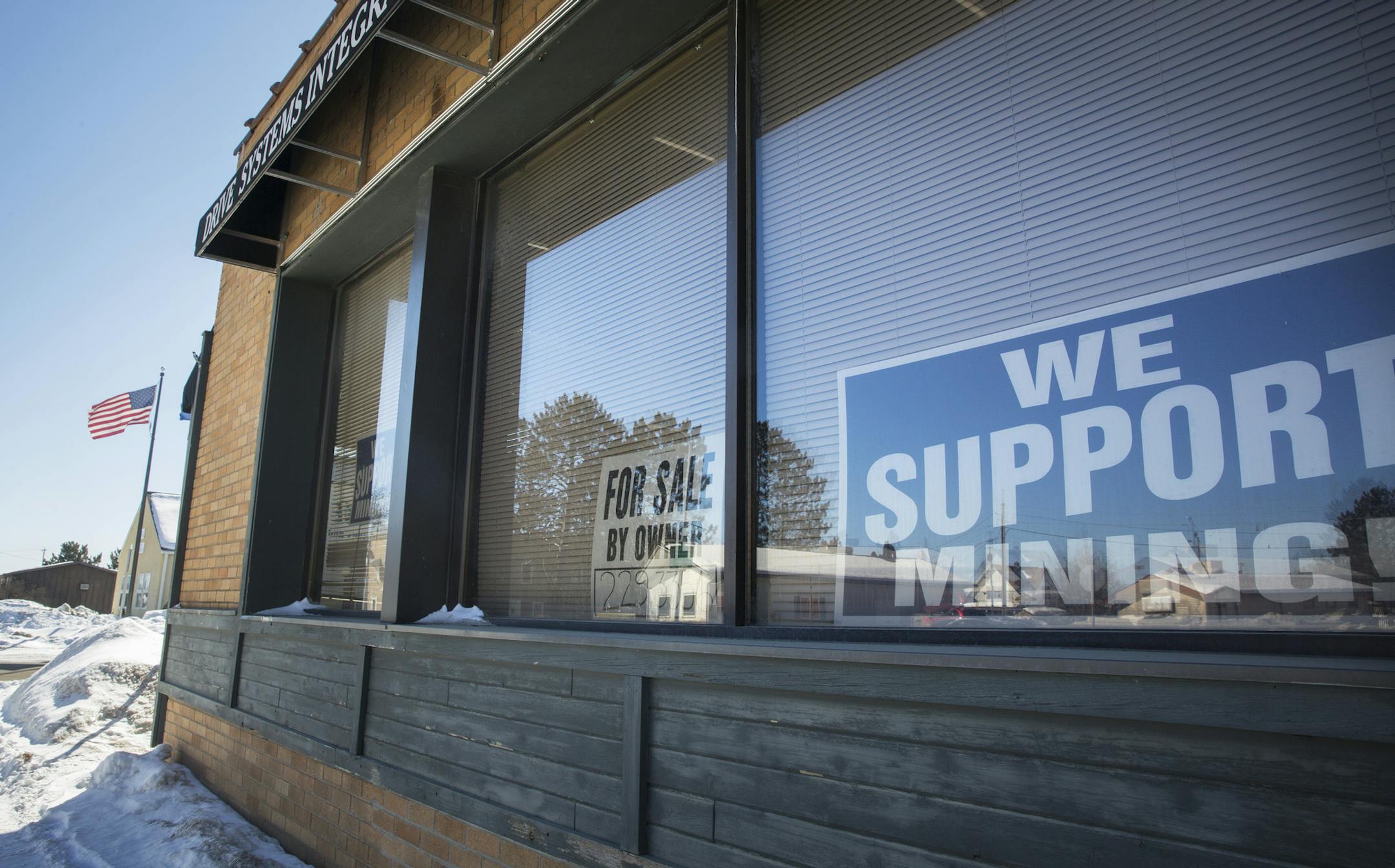 A building for sale in downtown Aurora. The downturn in the steel industry has rippled across every corner of the Iron Range.