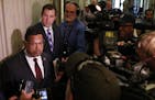 Democratic U.S. Rep. Keith Ellison spoke to journalists after filing to run for Minnesota attorney general. ] ANTHONY SOUFFLE &#xef; anthony.souffle@s