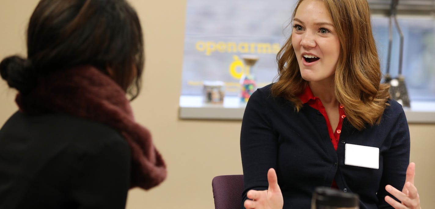 St. Thomas University student Maddy Morehouse talked with Anisa Osman during a class Tuesday. ] ANTHONY SOUFFLE &#xef; anthony.souffle@startribune.com St. Thomas University will accept a record setting $50 million gift for undergraduate student scholarships from the Minneapolis-based GHR Foundation. It's the largest gift ever given to a Minnesota college or university for scholarships, said St. Thomas President Julie Sullivan.