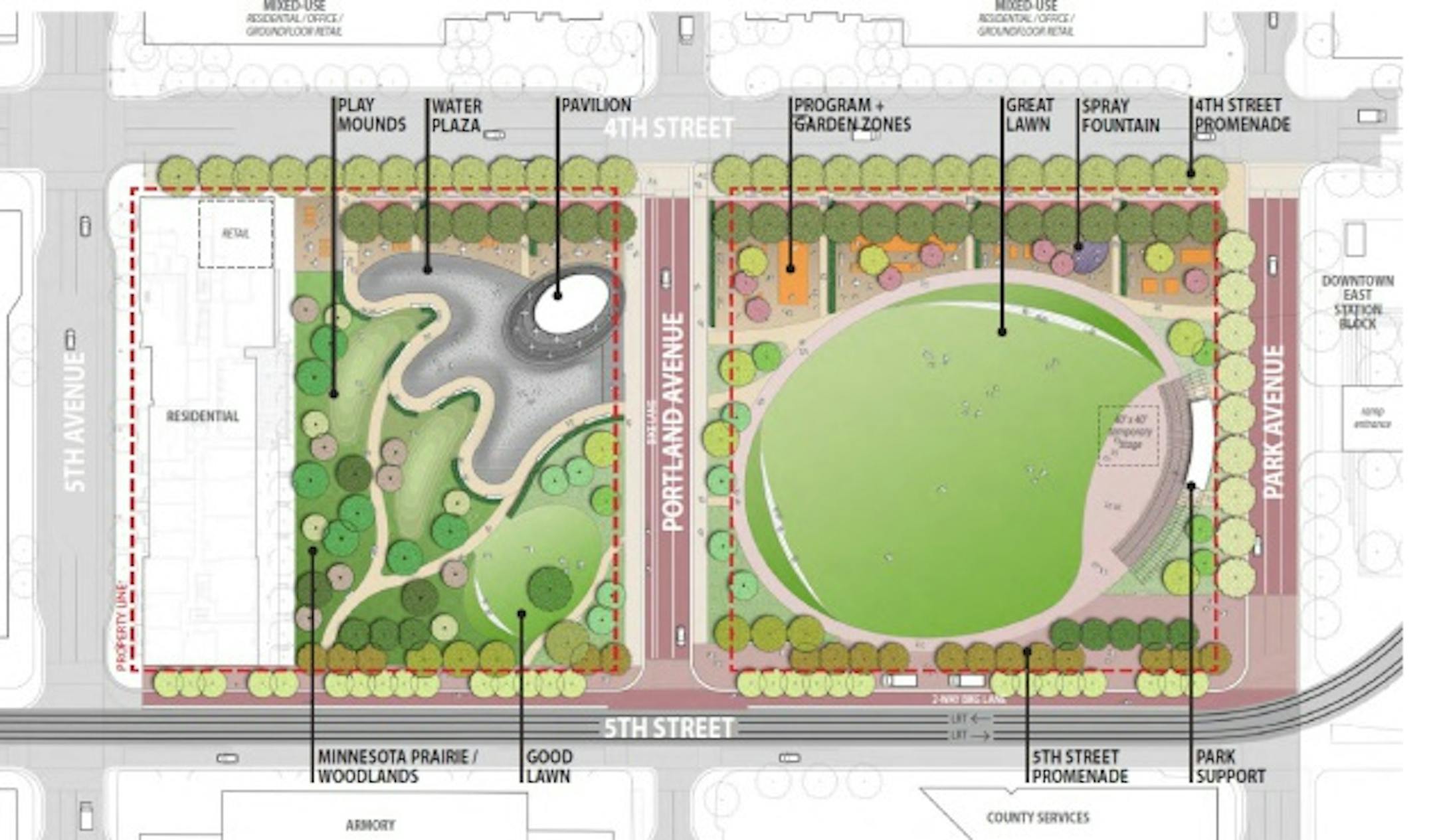 Downtown East Commons site plan as presented to the City of Minneapolis