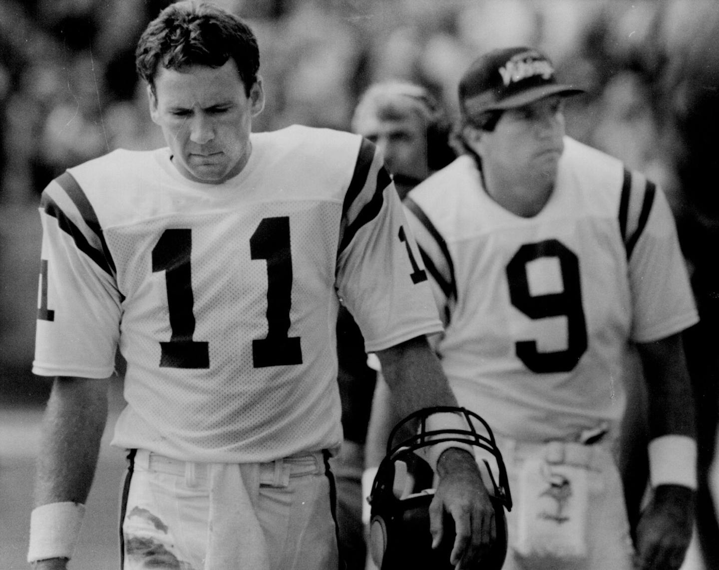 September 5, 1988 A dejected Wade Wilson walked off the field after Sunday's loss. He was followed by an equally unhappy Tommy Kramer. Marlin Levison, Minneapolis Star Tribune