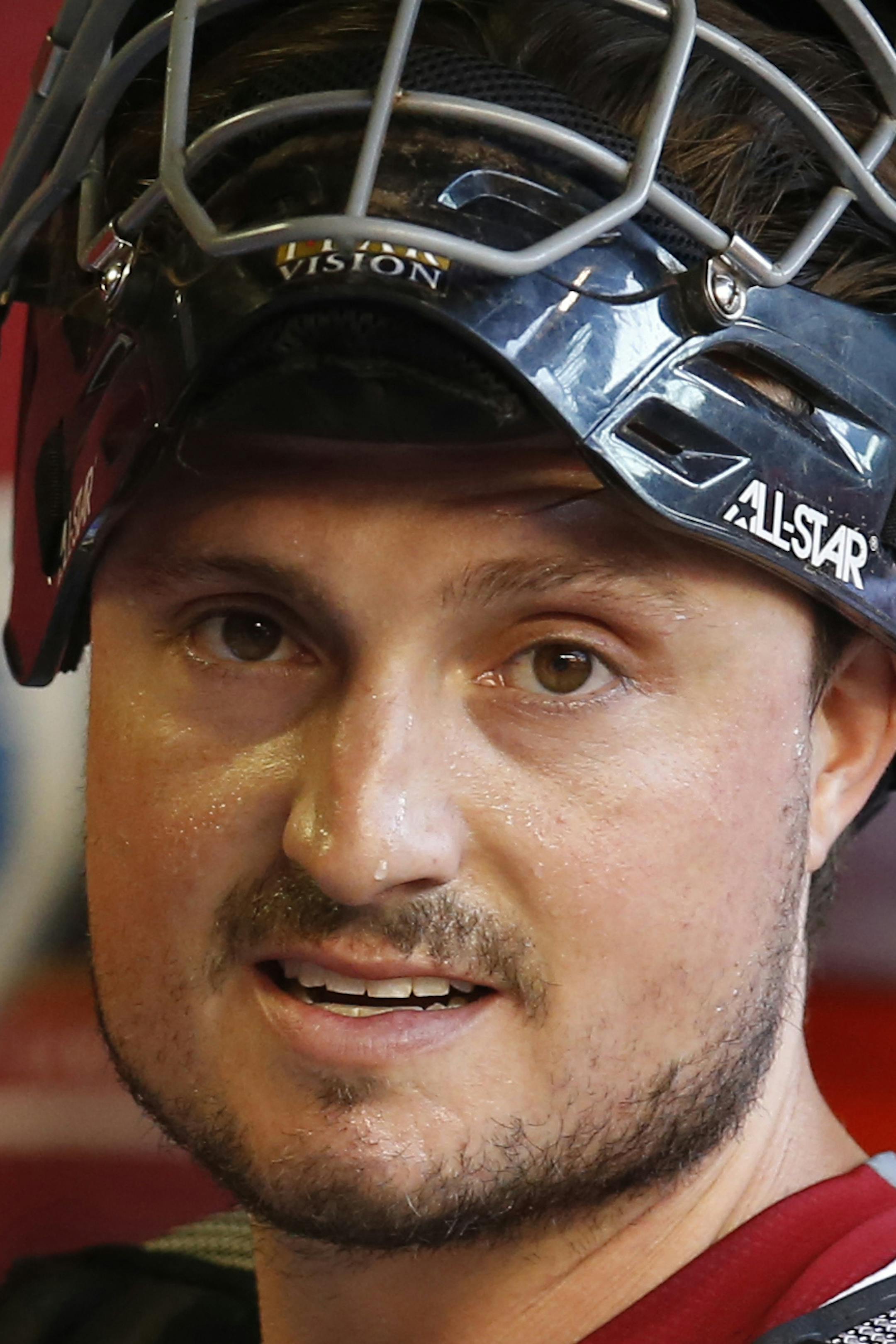 Arizona Diamondbacks catcher Jordan Pacheco in the first inning during a baseball game against the Atlanta Braves, Tuesday, June 2, 2015, in Phoenix. (AP Photo/Rick Scuteri)