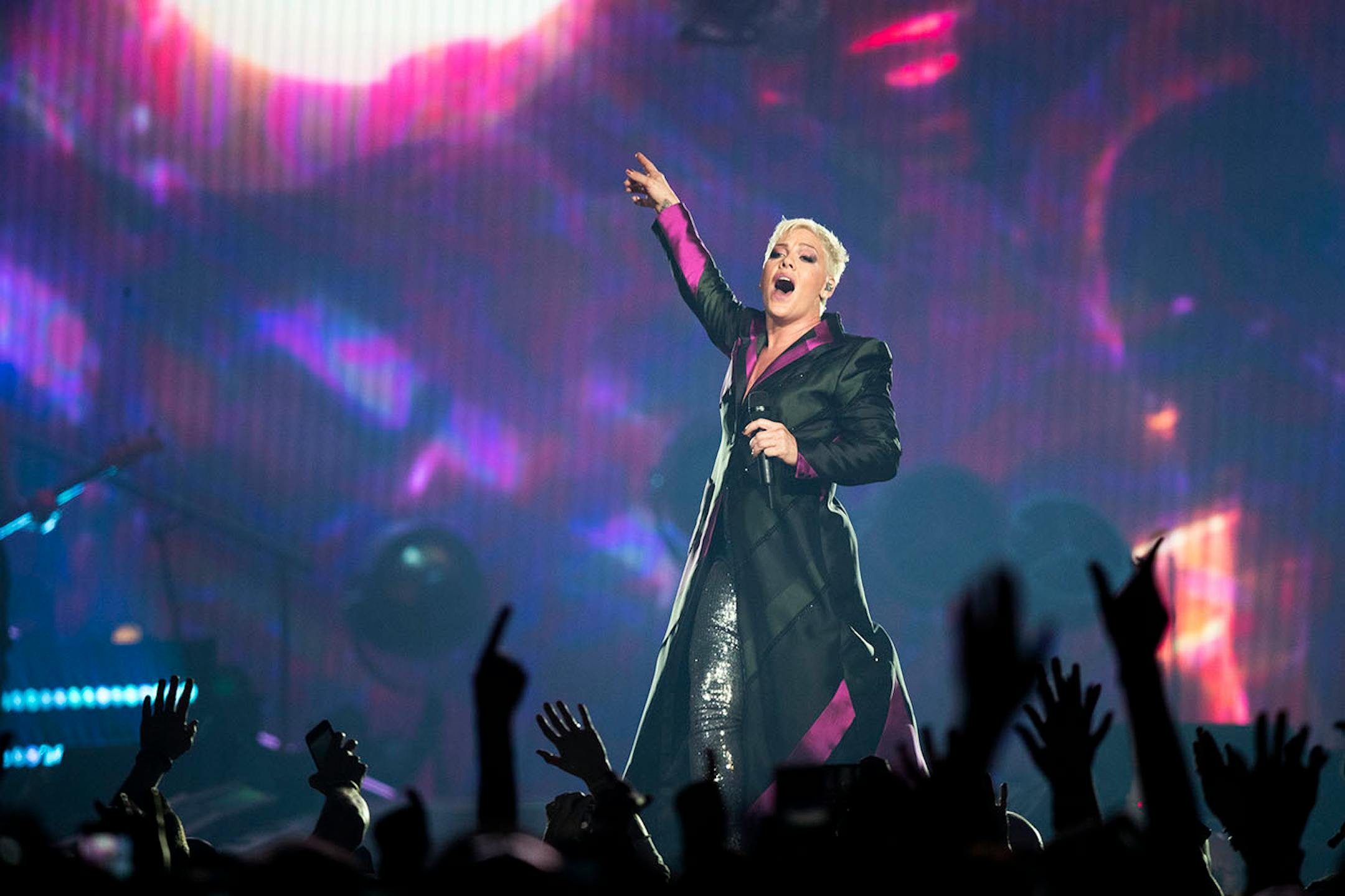 Pink performs during a sold out show at the Xcel Energy Center.