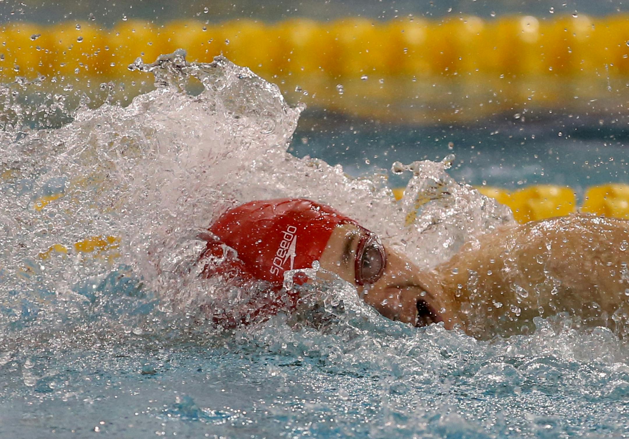 Griffin Back, of Eden Prairie, swam freestyle in the 200 yard medley. ] (KYNDELL HARKNESS/STAR TRIBUNE) kyndell.harkness@startribune.com 2A boys swimming and diving preliminaries for the State championship at the University of Minnesota's Aquatic Center in Minneapolis Min., Friday, March 6, 2015.