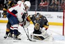 Capitals wing Alex Ovechkin tried to get a shot past Vegas goaltender Marc-Andre Fleury during the Stanley Cup Final. Fleury had a 4.09 goals-against 