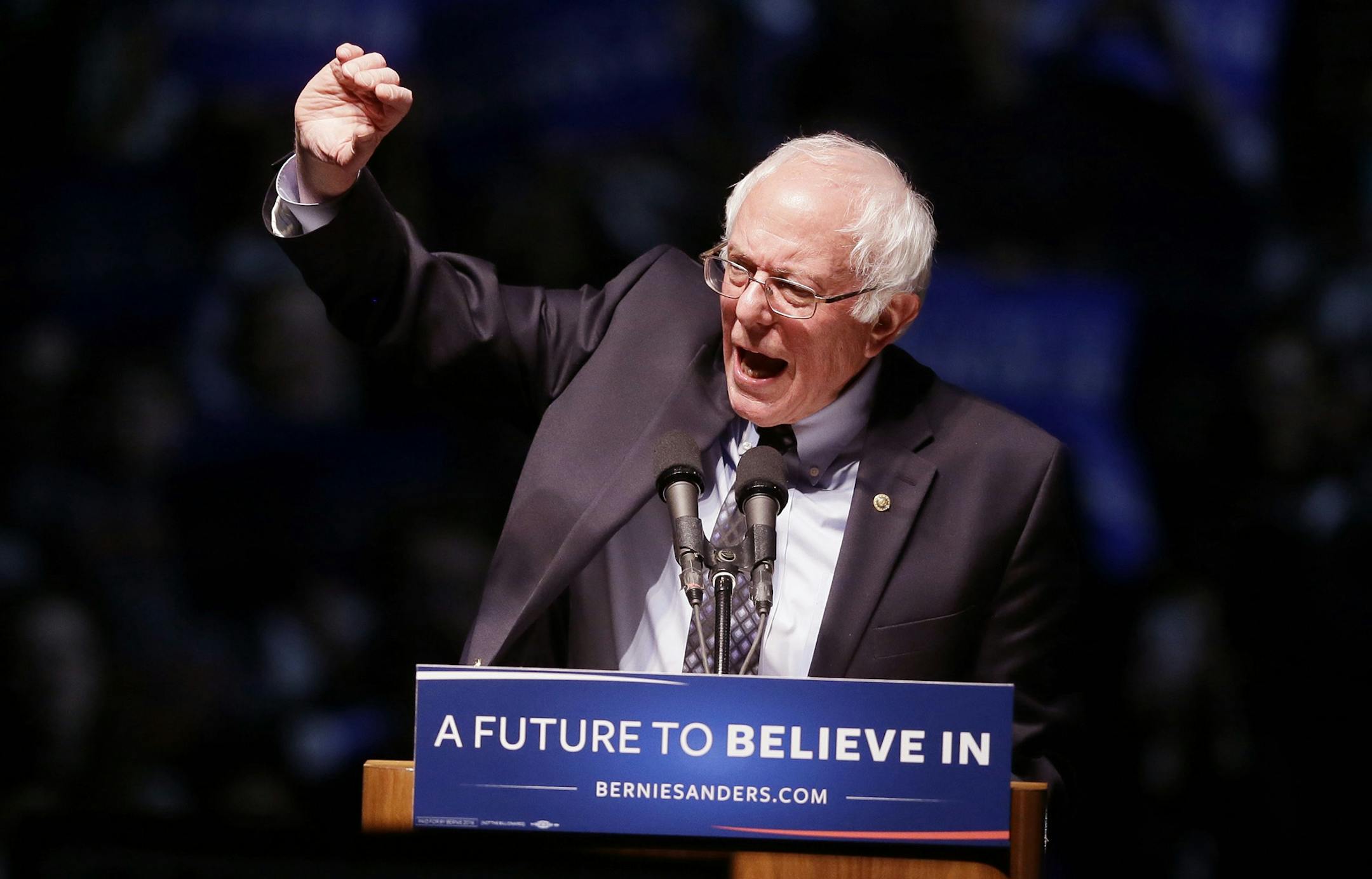 Democratic presidential candidate, Sen. Bernie Sanders, I-Vt, speaks during a rally at Michigan State University, Wednesday, March 2, 2016, in East Lansing, Mich. (AP Photo/Carlos Osorio) ORG XMIT: MIN2016031011501136