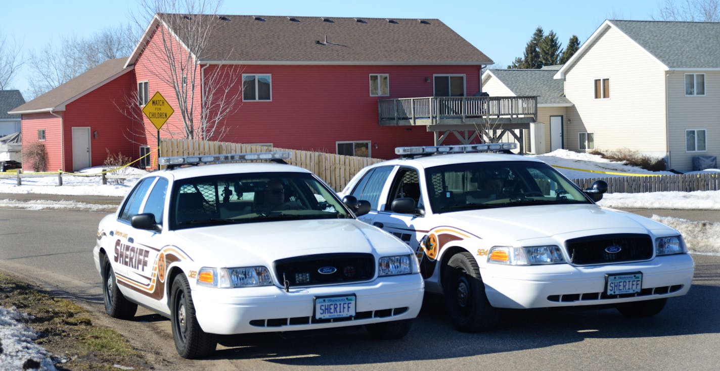 This is the house where a mother and her 2 children were found in Zimmerman Minn. Sunday March 31, 2013. Two Sherbourne County Sheriffs were on the scene.] Richard.Sennott@startribune.com Richard Sennott/Star Tribune. , Zimmerman Minn. Monday 4/1/13) ** (cq)