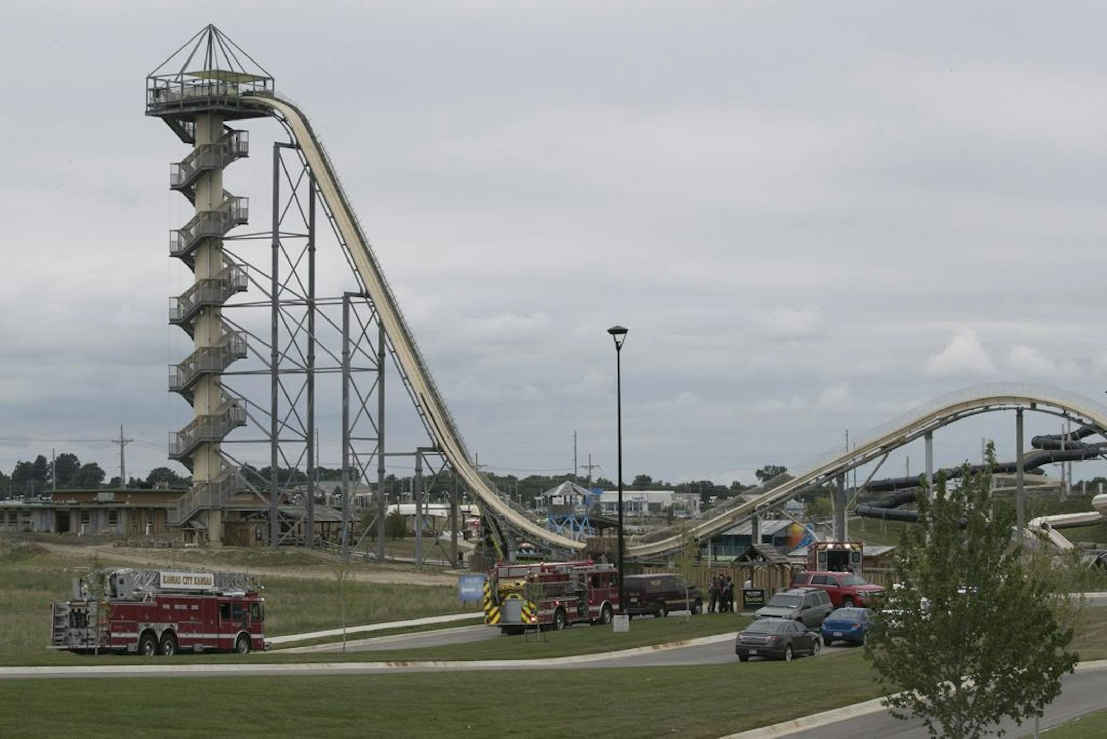 A chid died Sunday, Aug. 7, 2016 on the Verruckt water slide at Schlitterbahn in Kansas City, Kan.