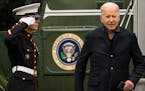 President Joe Biden arrives on Marine One on the South Lawn of the White House in Washington, Sunday, Nov. 21, 2021, as he returns from Wilmington, De