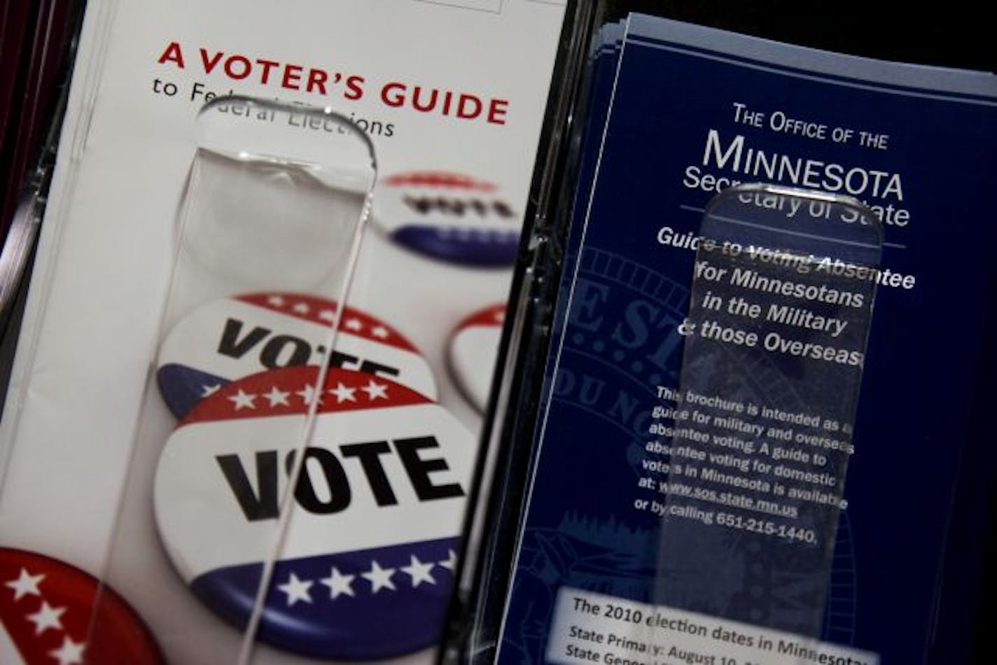 Guides were available for those wishing to vote via the absentee ballott process at the Hennepin County Government Center.