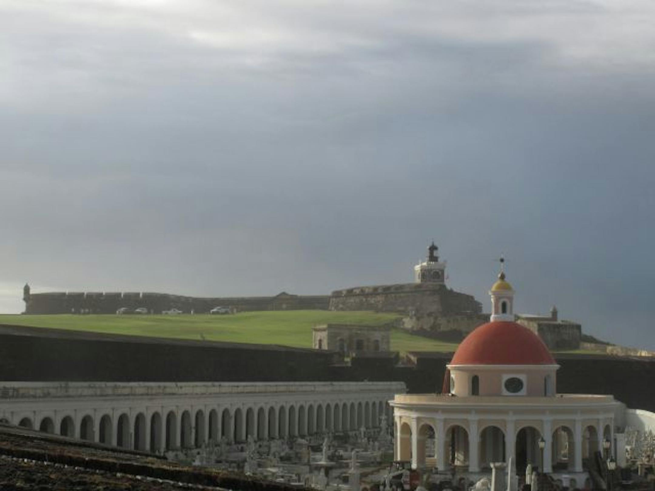 Old San Juan was once comletely enclosed by a wall that helped prevent attack. Those walls were conncted to El Morro and to another fort. The Cementerio de San Juan, where many of Puerto Rico's earliest citizen's are buried, is just outside the fortifications of the fort walls.