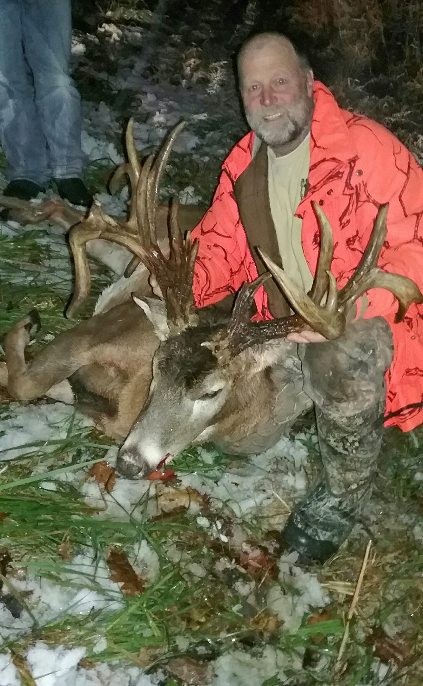 Jeff Lane lives near Comstock, Wis., and is among a legion of hunters in the area who sought the legendary "Comstock Buck'' for many years. Here Lane poses with the animal after it was killed Thanksgiving night by a vehicle near Cumberland, Wis.