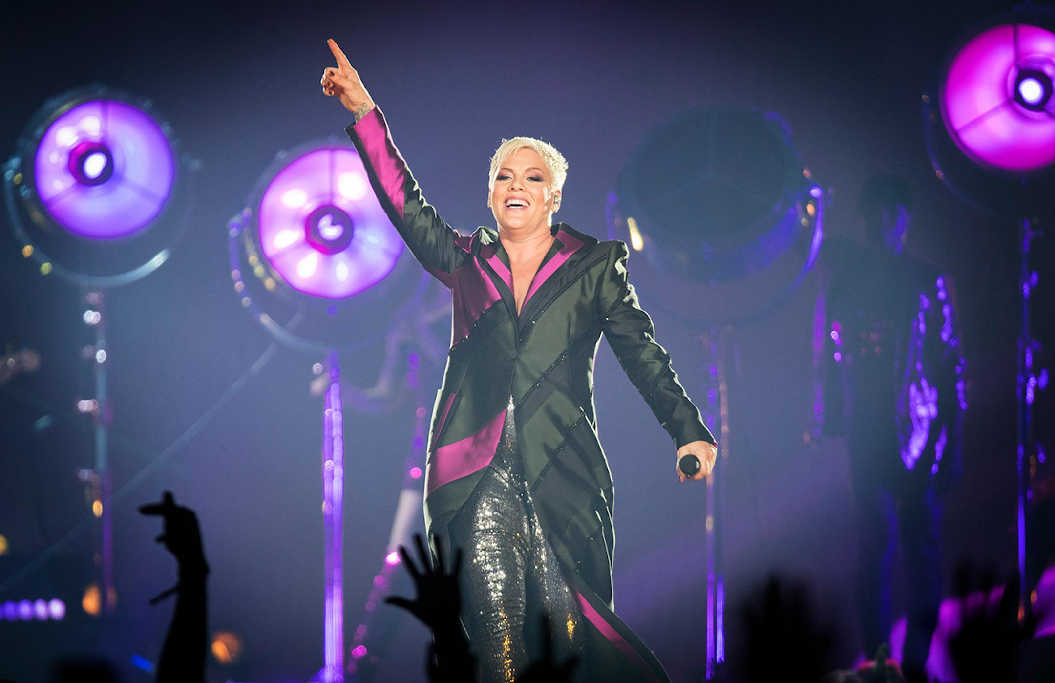 Pink performs during a sold out show at the Xcel Energy Center.