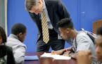New Minneapolis Superintendent Ed Graff visited with students as he made his way to different classrooms at North High School during the first day of 
