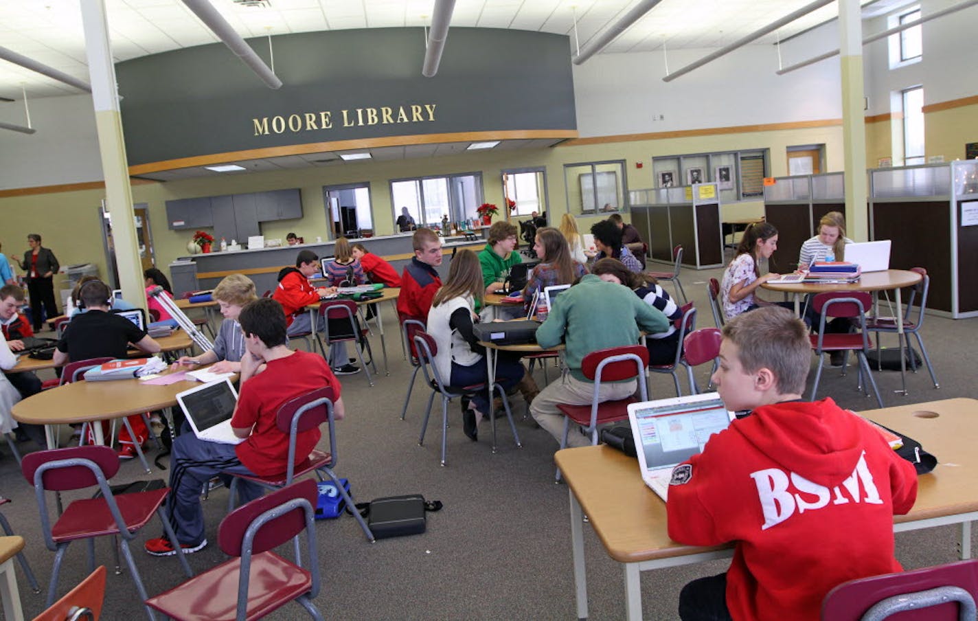 The library at Benilde-St. Margaret's has done away with its books to become a center for studying via computer.