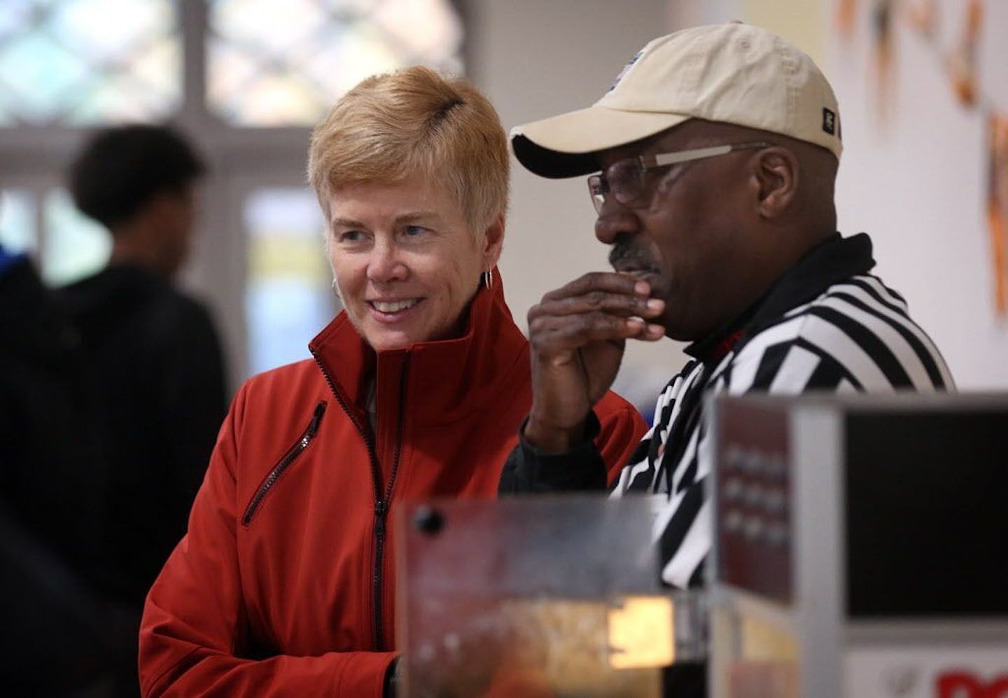 Minneapolis Park superintendent Jayne Miller mingled with park employees during a Halloween 2015 event at Minnehaha Park. At right is Pearl Park recreation supervisor John Outlaw, who has been with the Parks Department for 26 years.