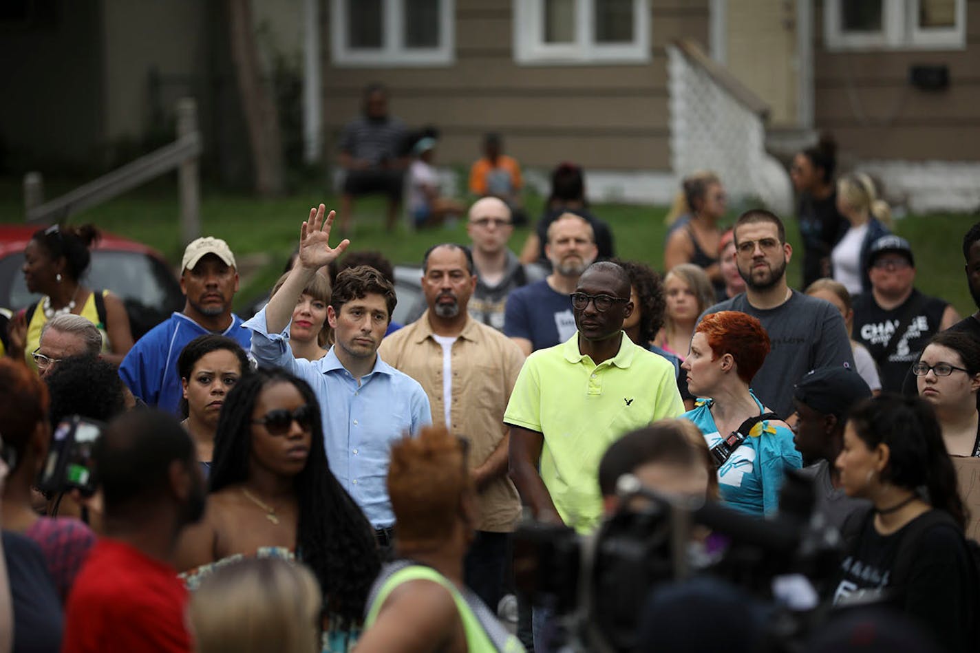 Minneapolis Mayor Jacob Frey, shown earlier in the week in the aftermath of the fatal police shooting of Thurman Junior Blevins.