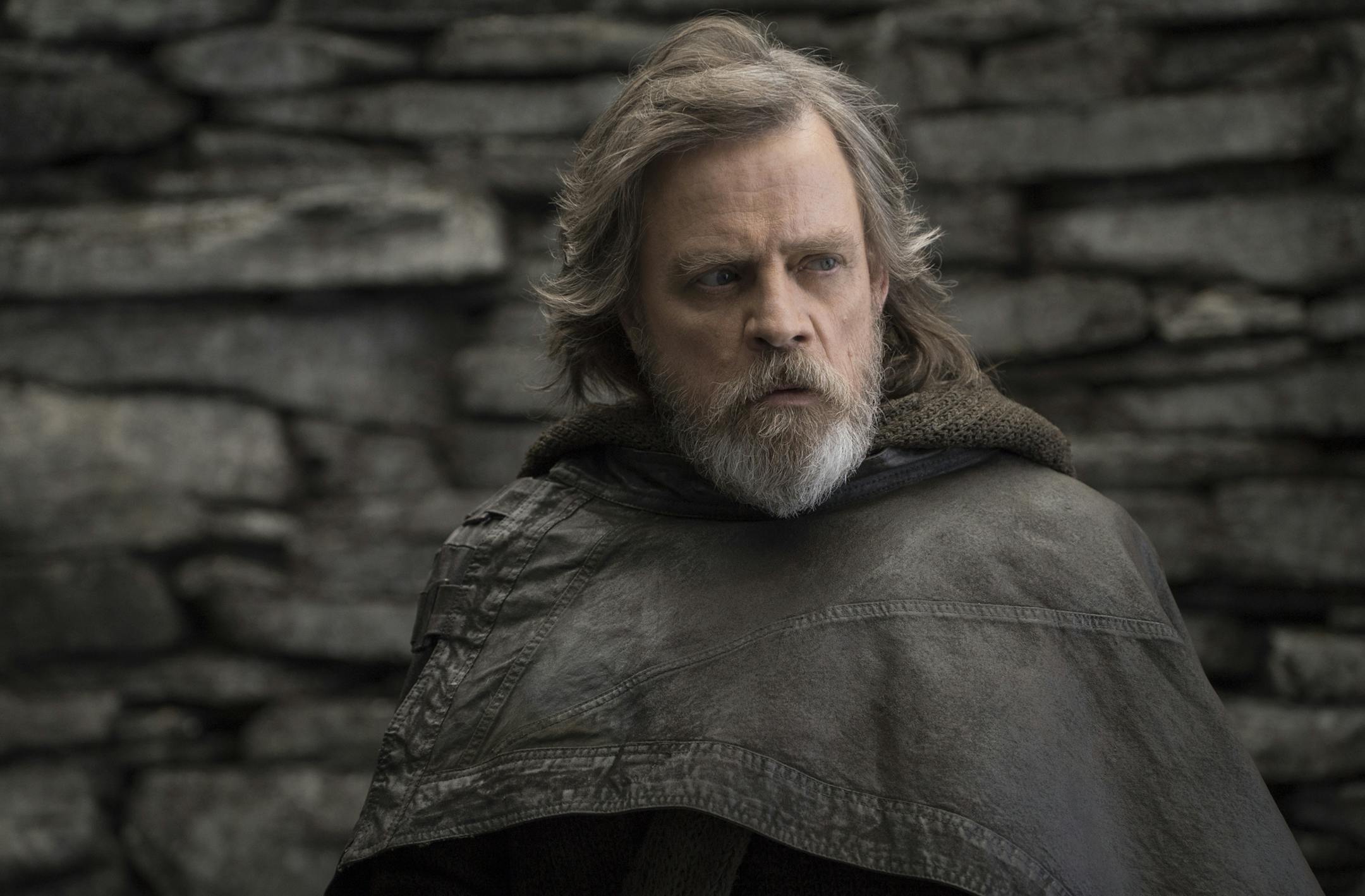 FILE - This file image released by Lucasfilm shows Mark Hamill as Luke Skywalker in "Star Wars: The Last Jedi." After two consecutive record-breaking years at the domestic box office, 2017 was the year the momentum slowed, even with the late adrenaline boost of a new ìStar Warsî film. (John Wilson/Lucasfilm via AP, File)