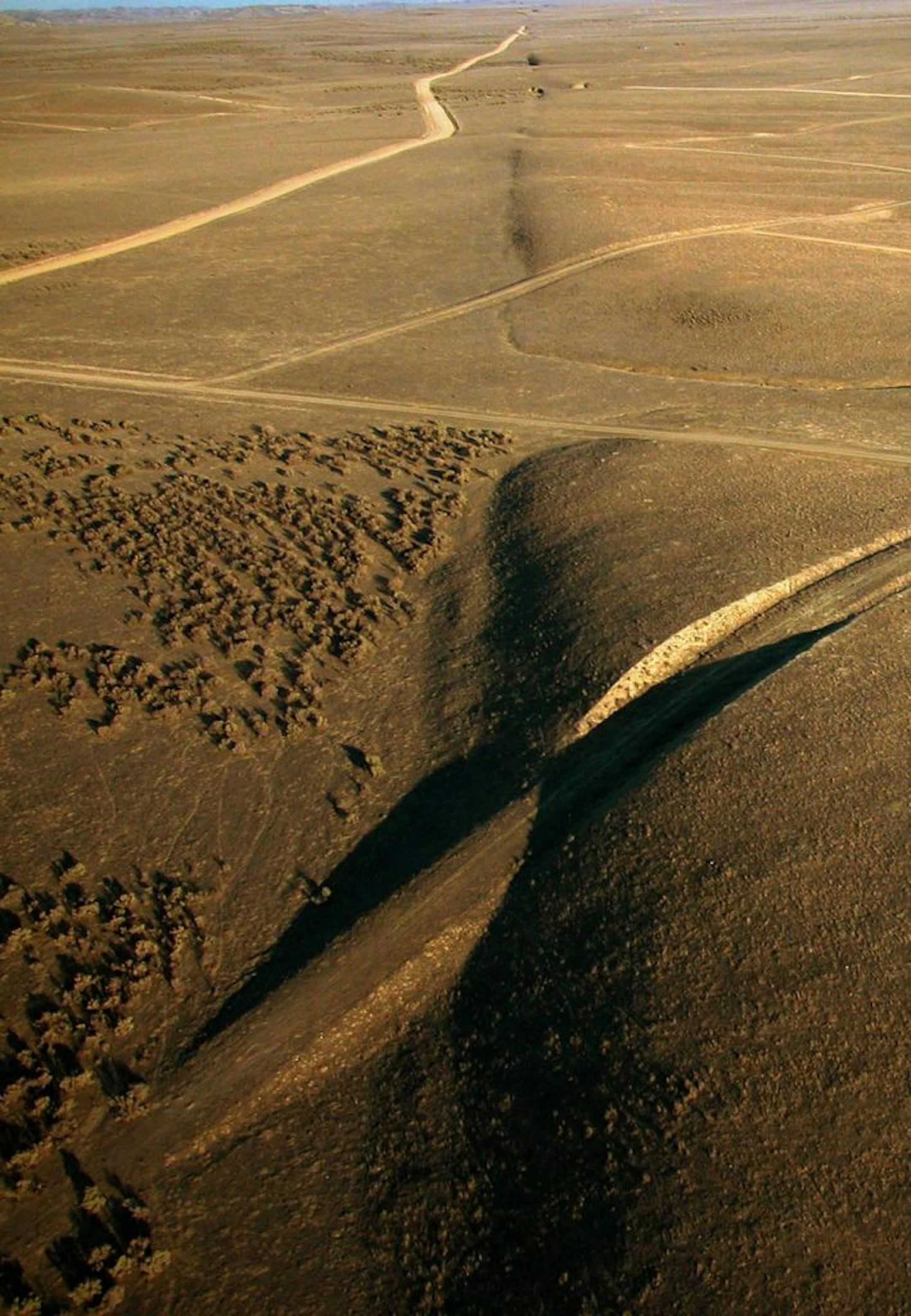 The San Andreas fault, as seen along the Carrizo Plain.