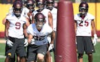 Minnesota Gophers wide receiver Drew Wolitarsky, center, took to the field for the second day of practice, Saturday, August 6, 2016 at Bierman Field i