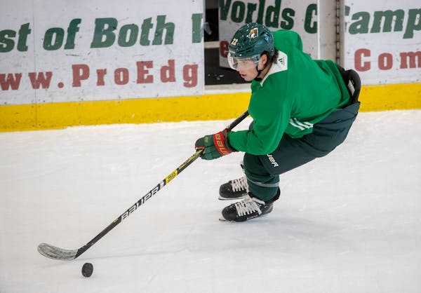 Wild forward Kevin Fiala took to the ice for the first day of camp at Tria Rink on Monday in St. Paul