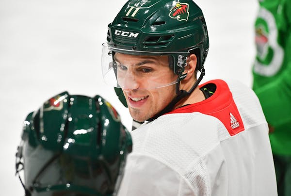 Zach Parise was back at practice Friday, skating with the Wild during his recovery from back surgery. ] GLEN STUBBE &#xef; glen.stubbe@startribune.com