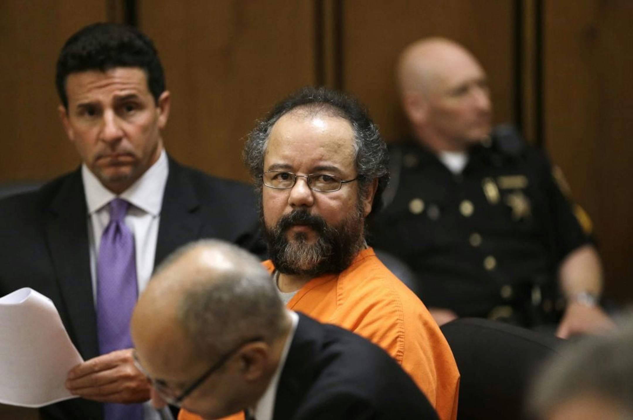 Ariel Castro sits in the courtroom Friday, July 26, 2013, in Cleveland. Castro, who imprisoned three women in his home, subjecting them to a decade of rapes and beatings, pleaded guilty Friday to 937 counts in a deal to avoid the death penalty. In exchange, prosecutors recommended Castro be sentenced to life without parole plus 1,000 years.