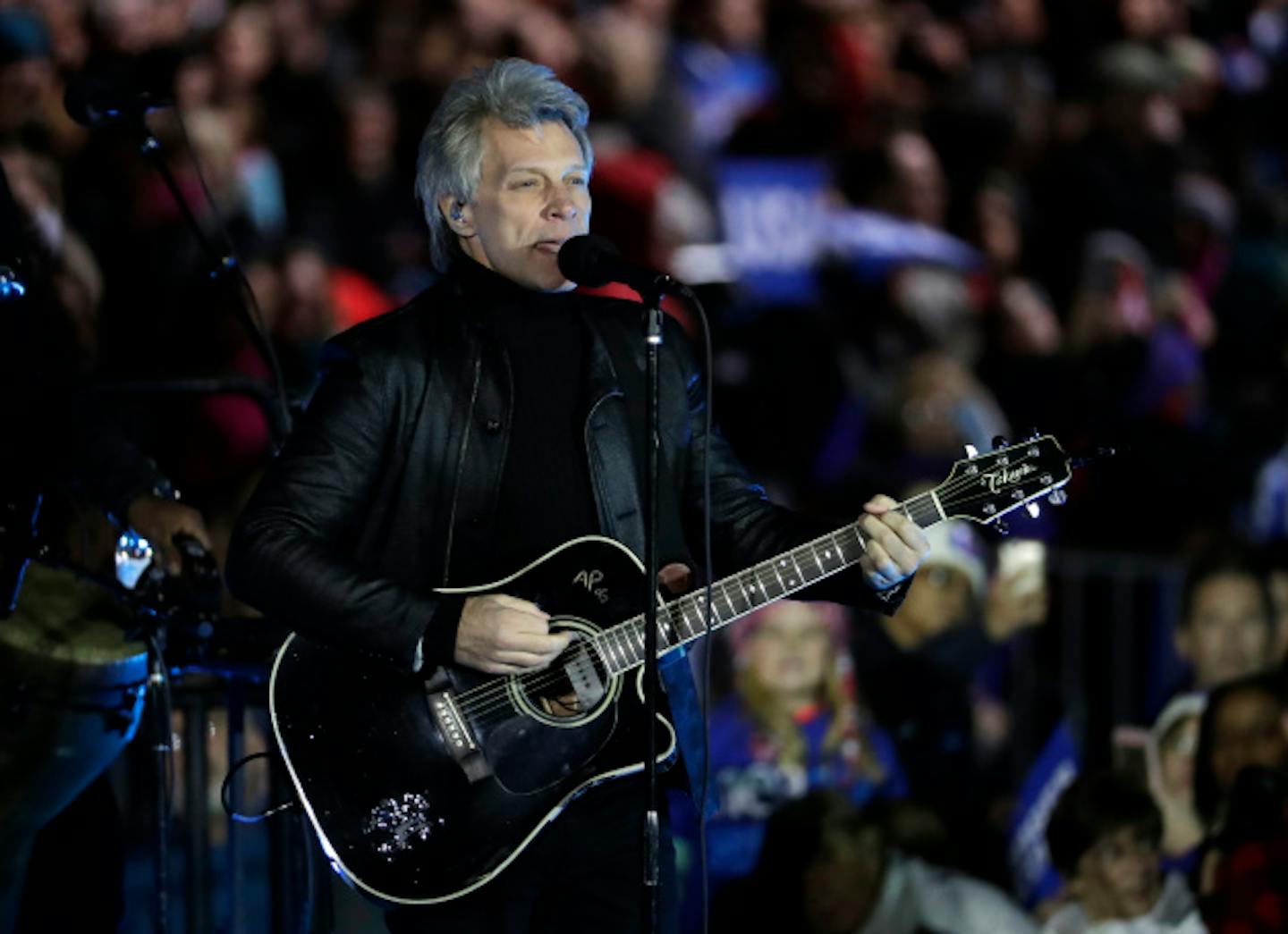 Jon Bon Jovi performed at a Clinton campaign rally on Nov. 7 in Philadelphia. / AP Photo, Matt Slocum